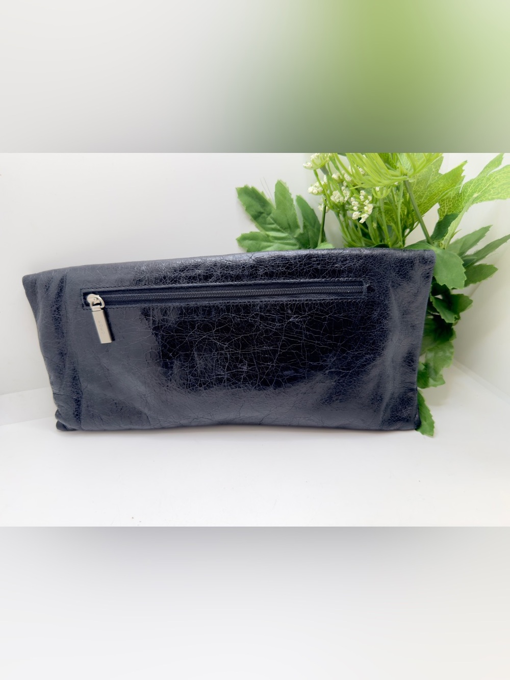 Hobo International Womens Leather Ruffle Accented Clutch Black - Picture 4 of 8